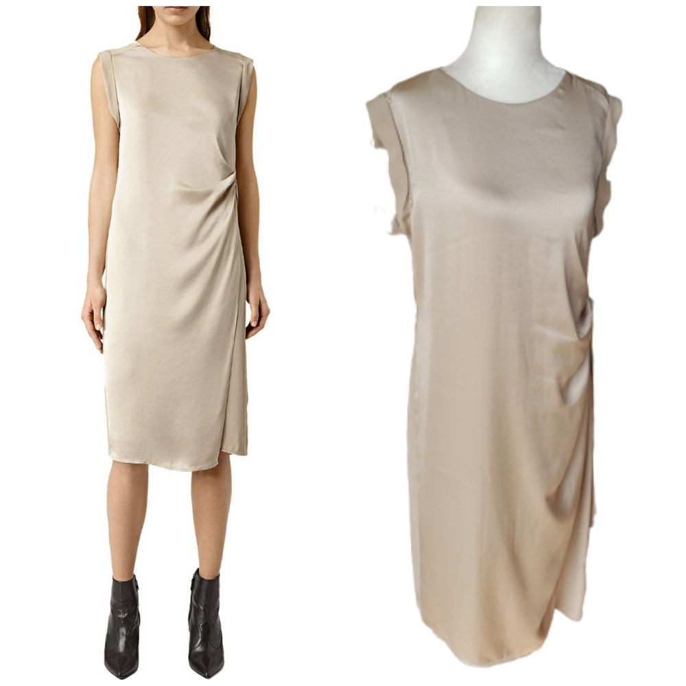 All Saints Cecil Sleeveless Draped Tie-Waist Dress